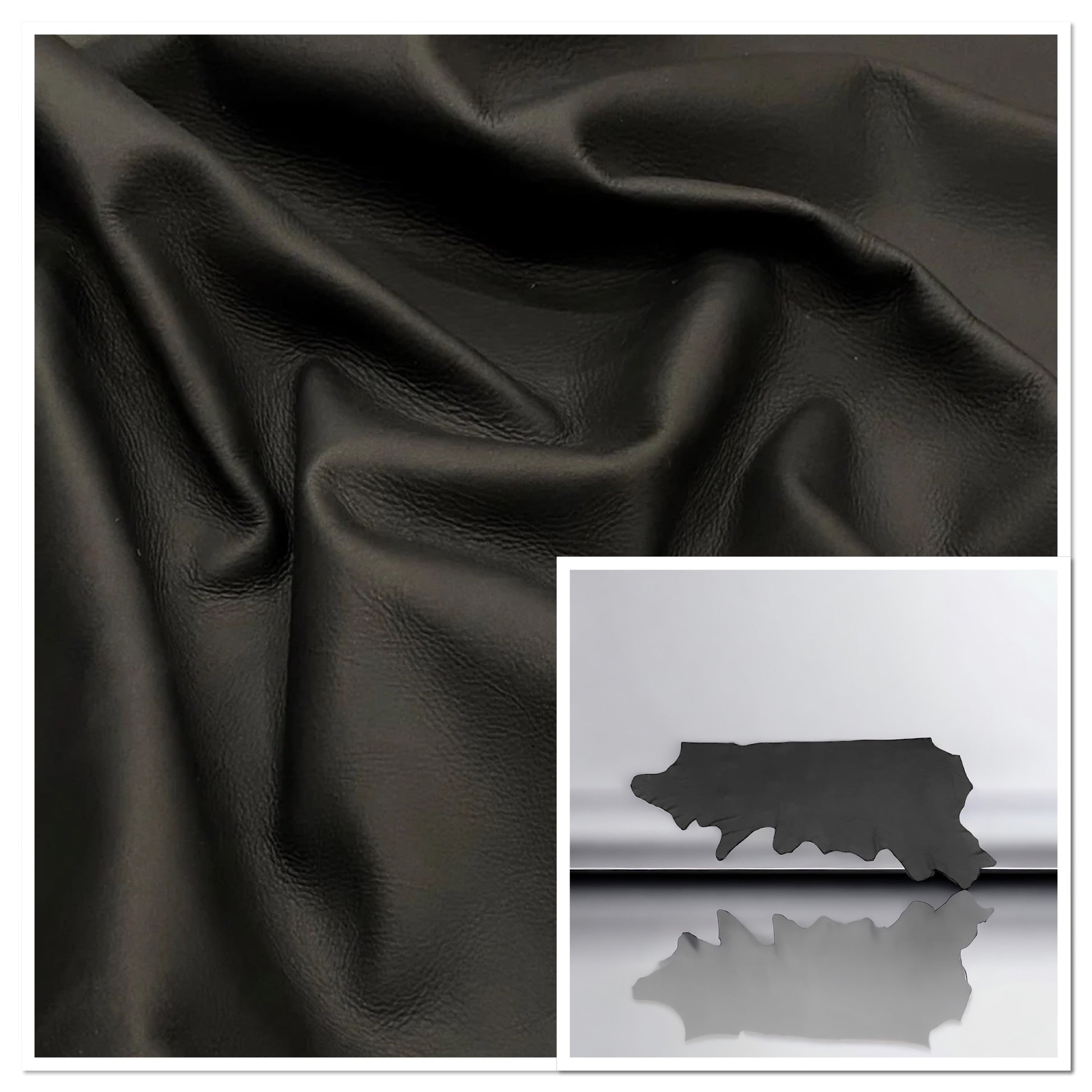 Ranch Black, Upholstery Leather Cow Hide : (1.2 -1.4mm 3-4oz) 30 DISCONTINUED