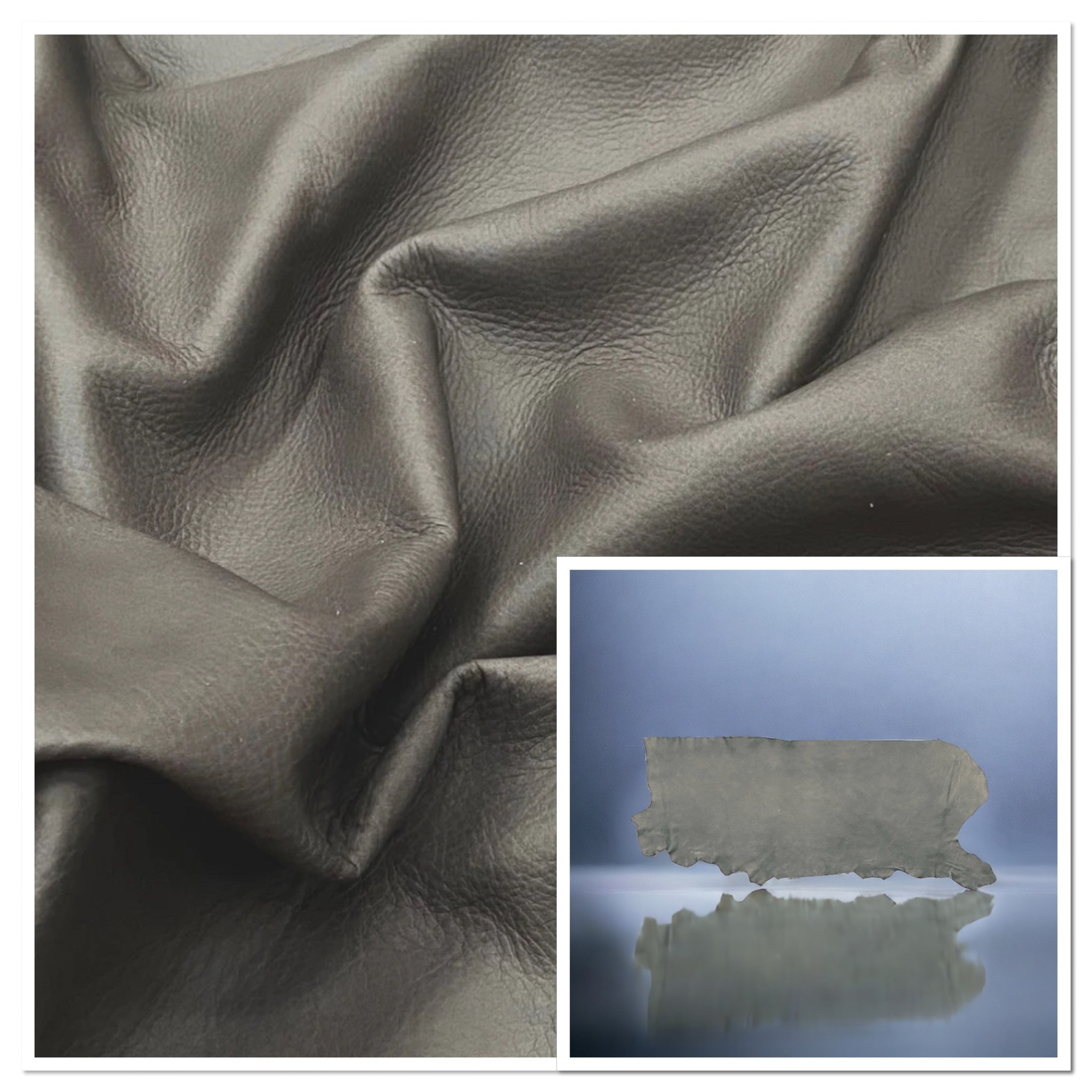 Ranch Steel, Upholstery Leather Cow Hide : (1.2 -1.4mm 3-4oz) 30 DISCONTINUED