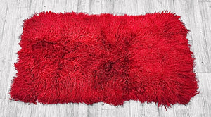 Red Mongolian Sheepskin Plate : (120cm L x 60cm W) Perfect As Rugs & Throws or Making Cushions and Garments.