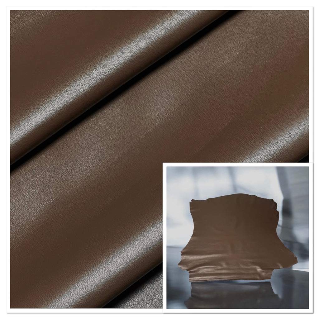 Valencia Rich Brown, Leather Lambskin : Italian Lamb Nappa (0.6-0.7mm 1.5oz) 10