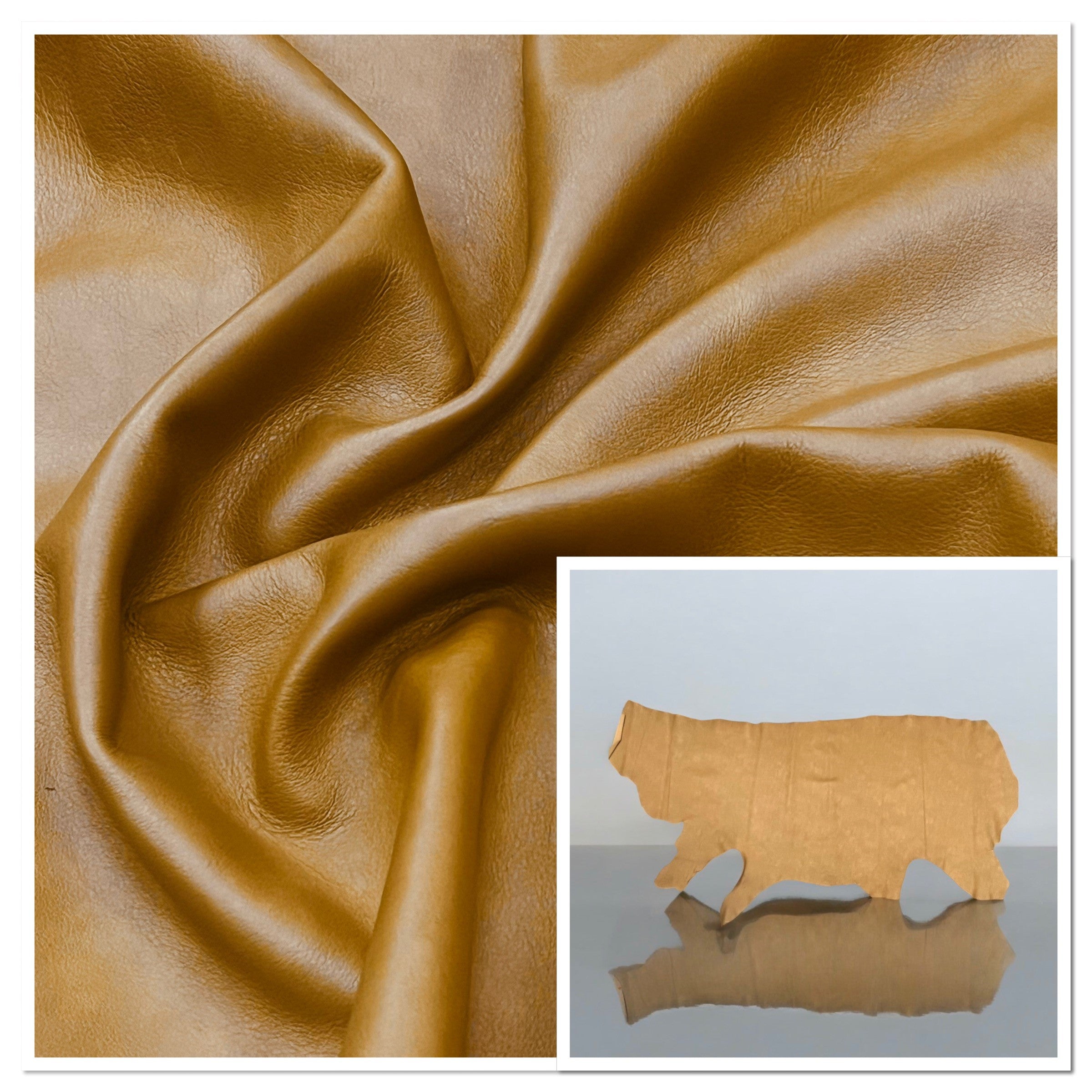 Scorpion Mustard : Pull-up Leather Cow Side with a Water Repellent Surface 1.4/1.6mm (Ex Pittards Stock)