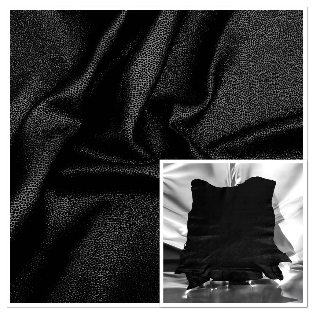 A-tan Spyder-Print : Black Goat Leather: 1.1mm or 1.3mm (Ex Pittards Stock) A'tanGoat1.1mm SpyderBlackAA