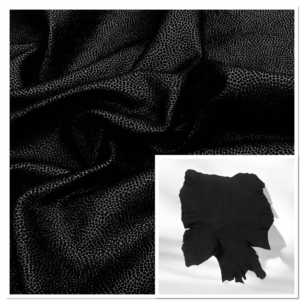 A-tan Spyder-Print : Black Goat Leather: 1.1mm (Ex Pittards Stock) A'tanGoat1.1mmSpyderBlackAA