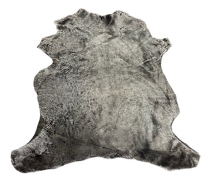 Two-Tone Merino Grey & Black  : 10mm Straight Wool 4 Piece Sheepskin Bundle (Ref-gh.eol)
