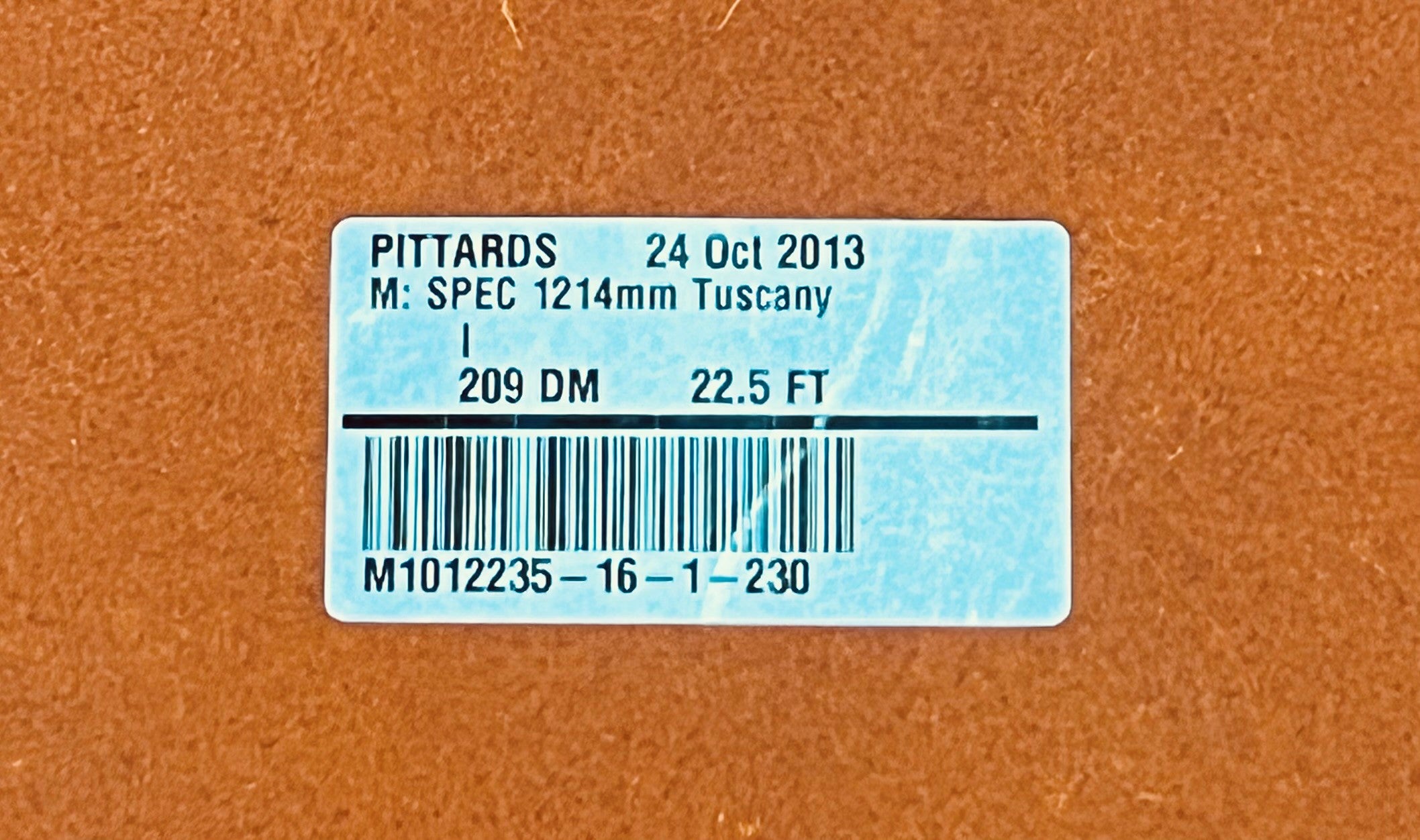 Tuscany : Orangey-Tan Coloured Leather Cow Side : 1.2-1.4mm (Ex Pittards Stock)