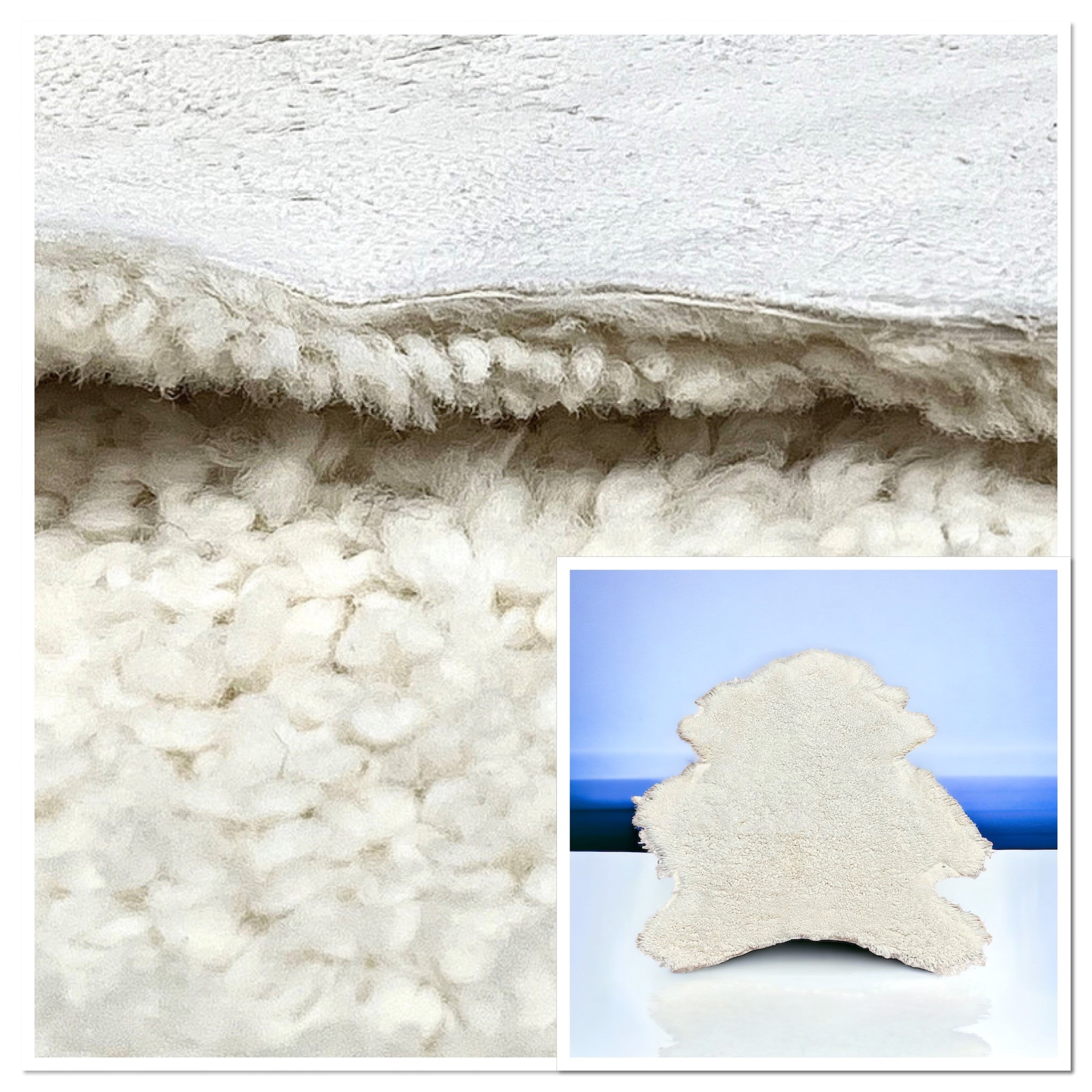 Upholstery Sheepskin White Dress, Curly Wool Shearling : (30mm)10