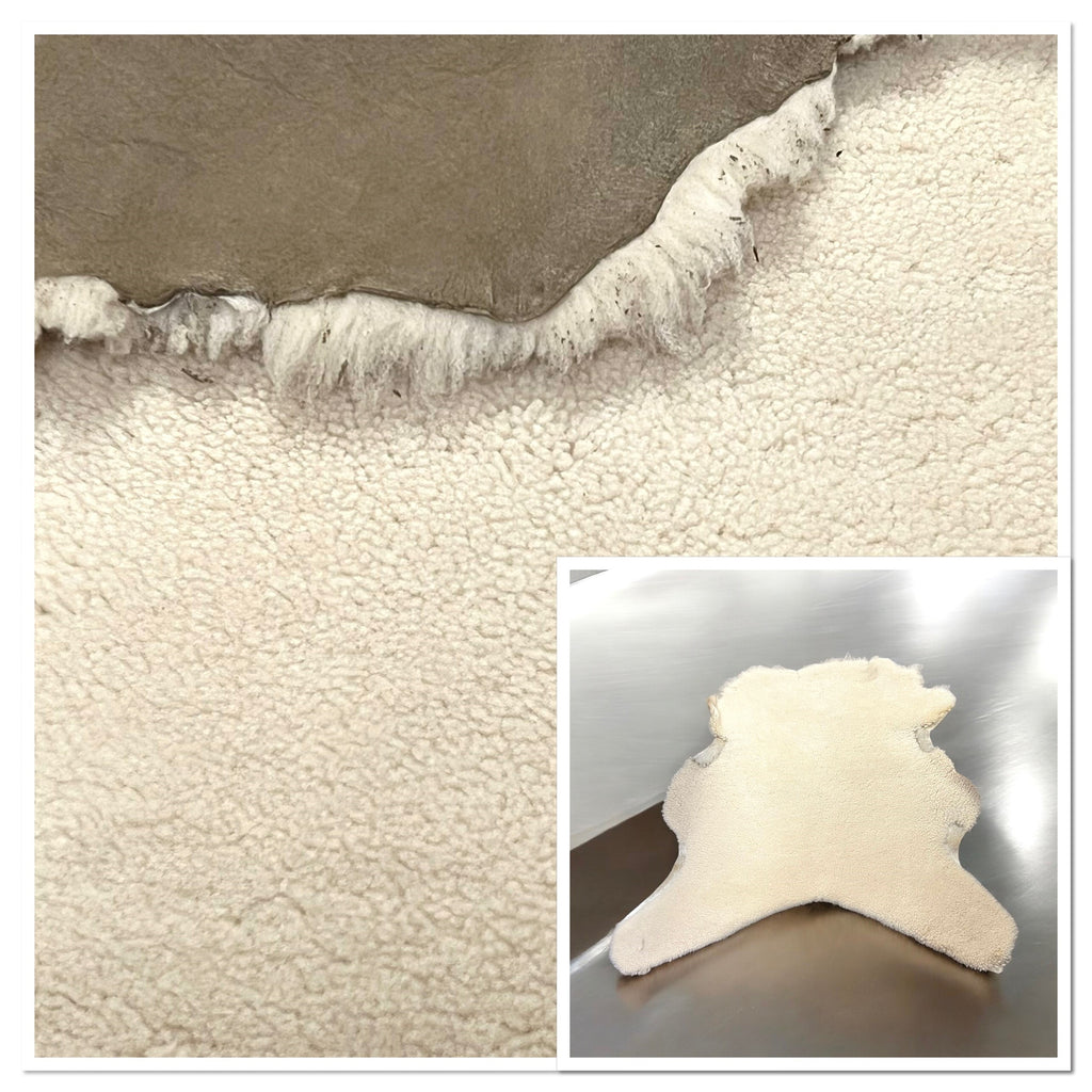 UK Sheepskin Cream :12mm Curly Wool 4 Piece Bundle with Suede Reverse (Ref-gh.eol) Bundle 115