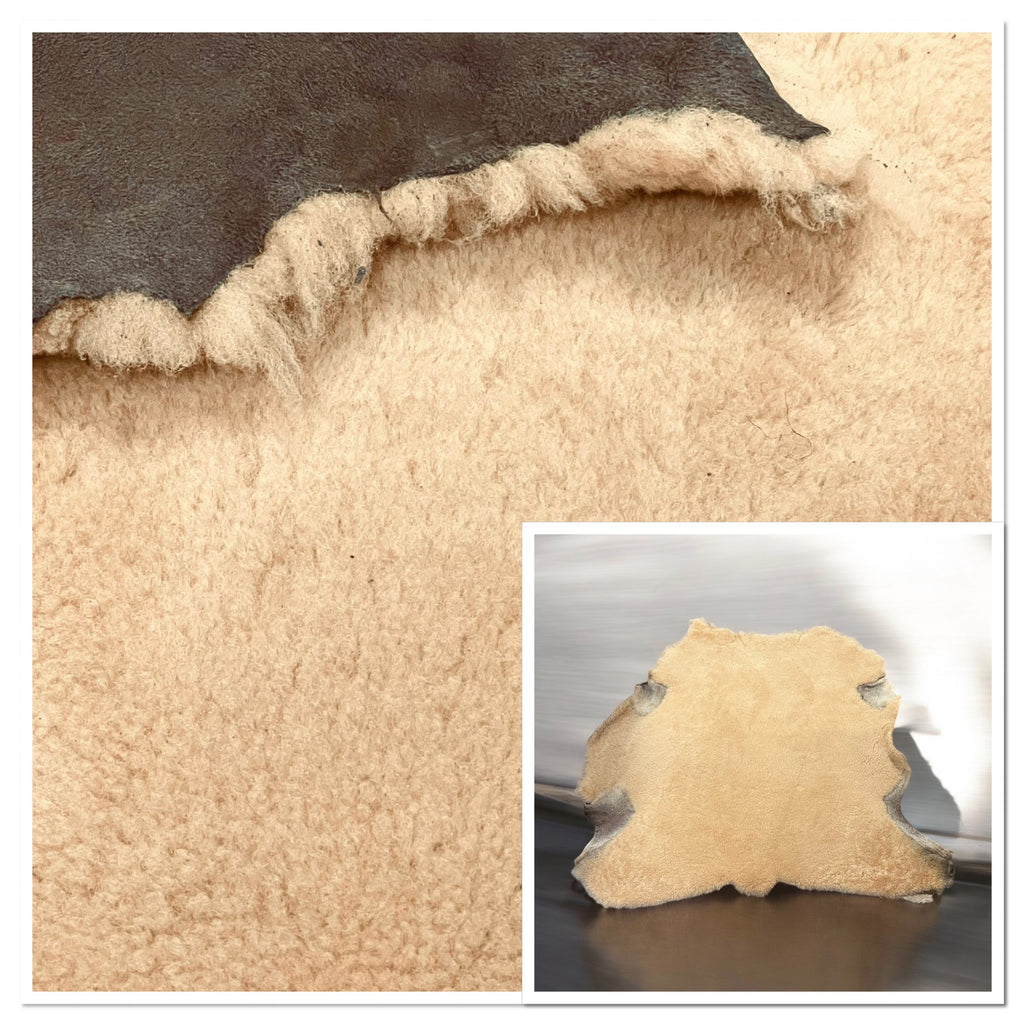 UK Sheepskin Custard :14mm Curly Wool 10 Piece Bundle with Suede Reverse (Ref-gh.eol) Bundle 102 Box