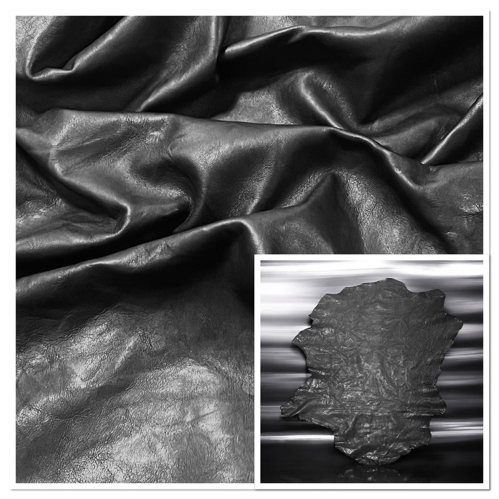 Black Veg-Tanned Lambskin : 0.9-1.0mm (Ref-gh.eol)