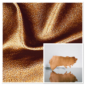 Vegas Copper, Full Grain Foiled Leather Cow Side : (0.9-1.1mm 2.5oz) 24