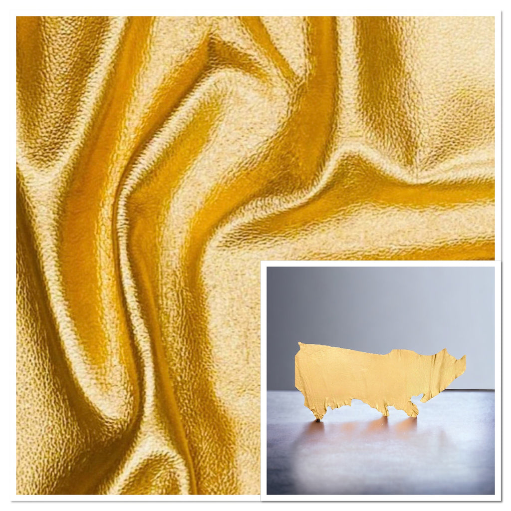 Vegas Gold, Full Grain Foiled Leather Cow Side : (0.9-1.1mm 2.5oz) 24