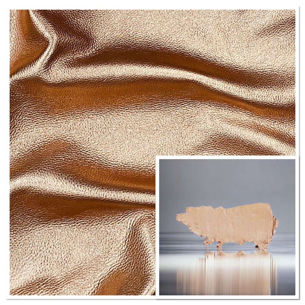 Vegas Rose Pink, Full Grain Foiled Leather Cow Side : (0.9-1.1mm 2.5oz) 24