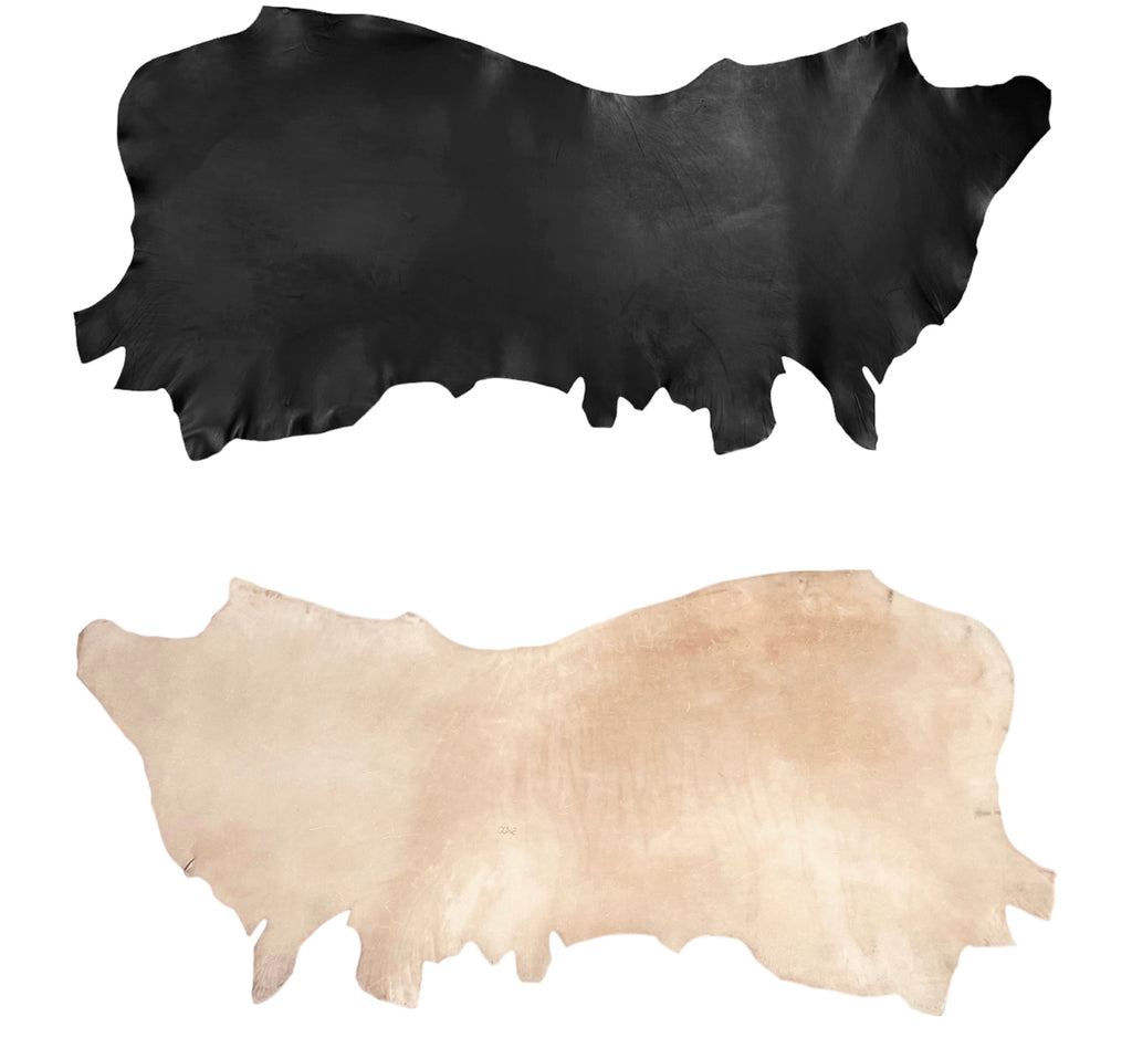 Black, Spray Dyed With Natural Backs : Veg Tanned Leather Cow Side (2.4-2.8mm 6-7oz)