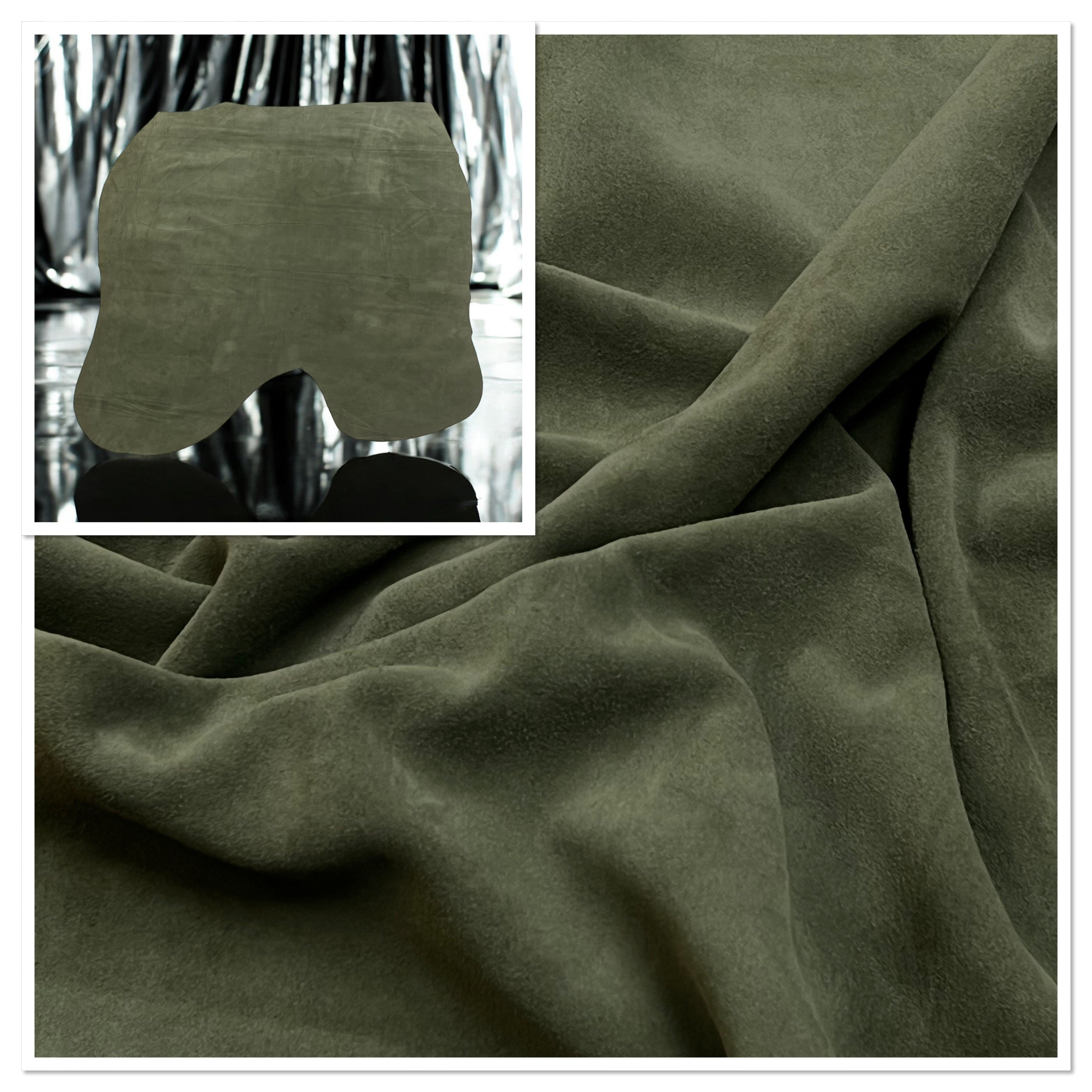 Olive, Washable Split Suede : (1.1mm-1.2mm 3oz) 15
