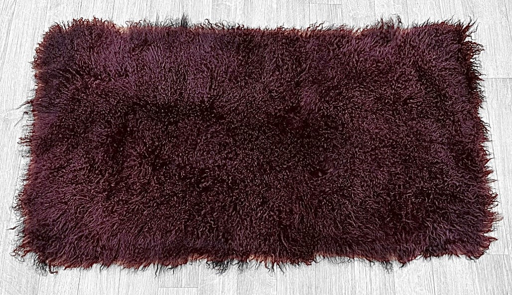 Wine Mongolian Sheepskin Plate : (120cm L x 60cm W) Perfect As Rugs & Throws or Making Cushions and Garments.