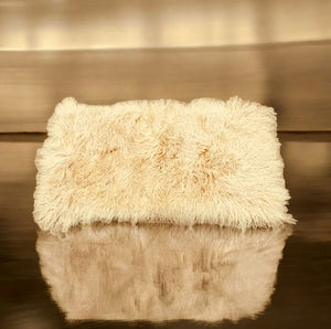 Beige Mongolian Sheepskin Plate : (120cm L x 60cm W) Perfect As Rugs or Making Cushions and Garments.