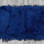 Light Navy Mongolian Sheepskin Plate : (120cm L x 60cm W) Perfect As Rugs & Throws or Making Cushions and Garments.