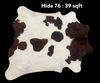 Natural Hair On Cow Hide : This Hide Is Perfect For Wall Hanging, Leather Rugs, Leather Upholstery & Leather Accessories. (Hide76)