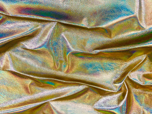 Rainbow Gold, Iridescent Metallic Foiled Leather Pig Skin : (0.6