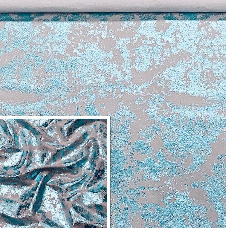 Turquoise Distressed, Metallic Foiled Pig Skin : (0.6-0.7mm 1.5oz) 15