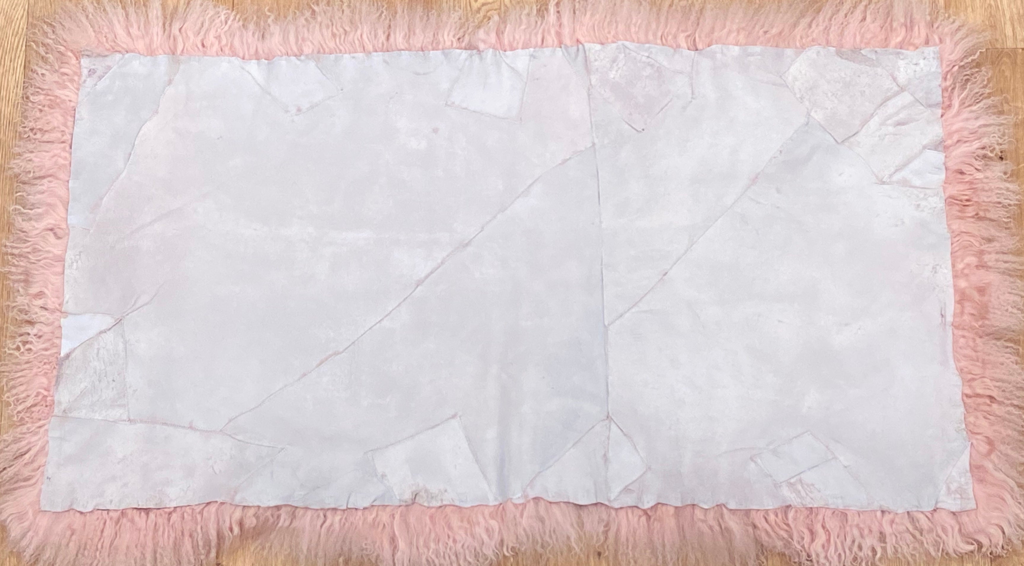 Baby Pink Mongolian Sheepskin Plate : (120cm L x 60cm W) Perfect As Rugs & Throws or Making Cushions and Garments.