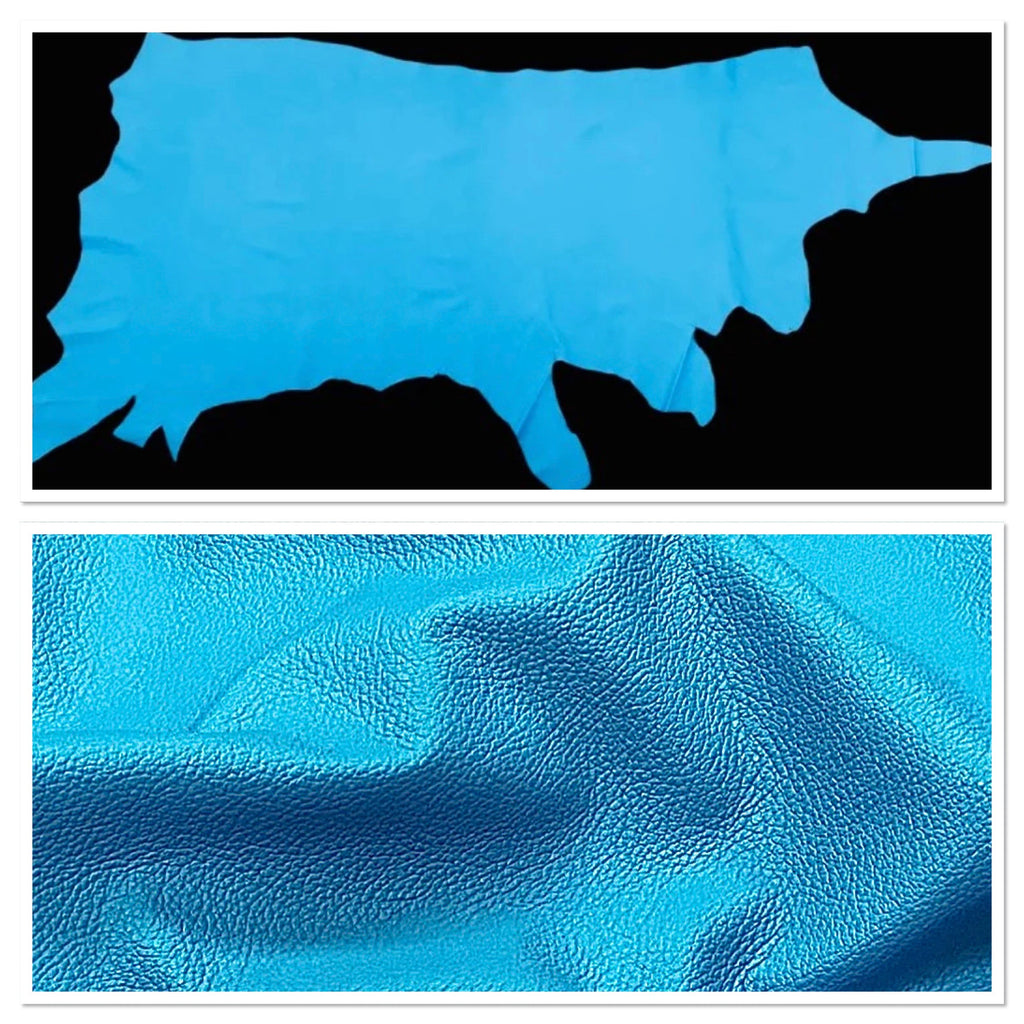 Biker Powder Blue, Print Assisted Leather Cow Side: (1.2-1.4mm 3oz).
