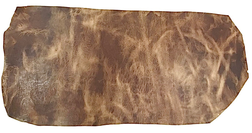 Mid-Brown, Vegetable Tanned Buffalo Leather With Distressed Finish : (3.5-4.0mm 9-10 oz). Savanna