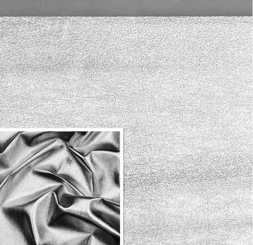 Black/silver Double Sided Foiled Leather Skin, 1.0mm/3 Oz Real