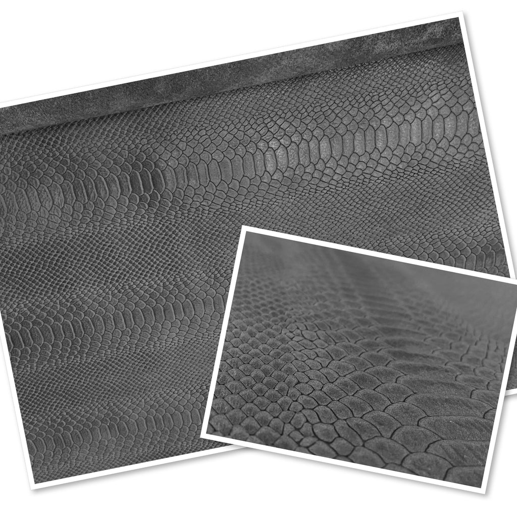 Anthracite Embossed Python Print Cow Side  (1.4mm 3.5oz)