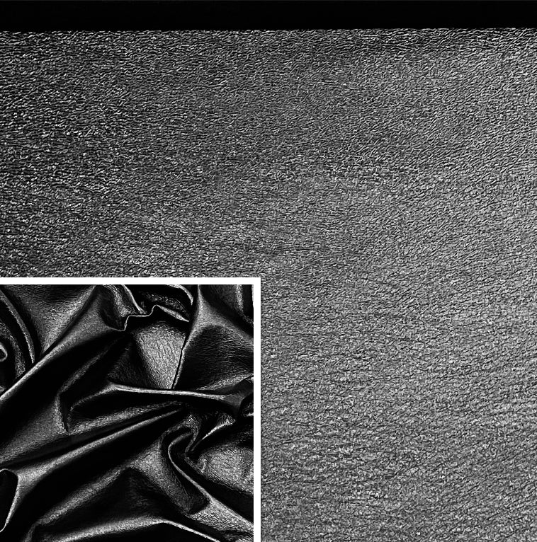 Black, Metallic Foiled Leather Pig Skin : (0.6-0.7mm 1.5oz).