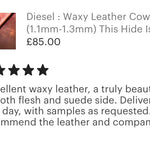 Diesel Black, Waxy Pull Up South American Leather Cow Hide : (1.1-1.3mm 3oz) 22